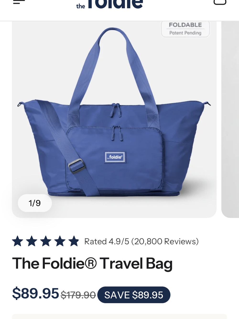 Black The Foldie travel bag EUC
